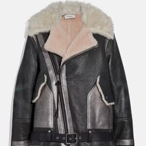 NEW Coach Shearling Oversized Aviator Jacket Sz Small